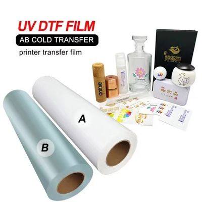 Film di stampa UV bianco trasparente flessibile 30 cm 60 cm CMYK Vernice bianca