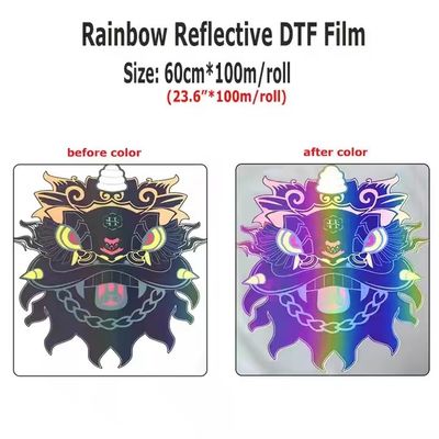Film DTF riflettente arcobaleno colorato per materiali di stampa DTF da scrivania
