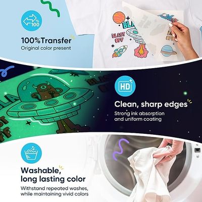 PET Glow In The Dark Heat Transfer Printing Film Digital Hot Printing per abbigliamento