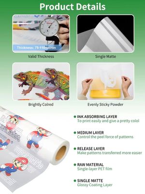 Dtf Film Printing Hot Peel Cold Peel Double Single Side Printing 75 Micron 30 33 60cm*100m DTF PET Film Roll