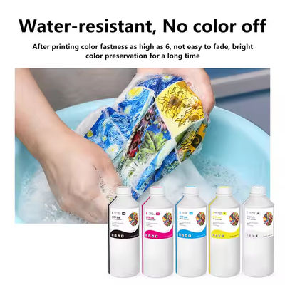 Inchiostro DTF a base d'acqua a base di PET Inchiostro DTF a base d'acqua CMYK+W Inchiostro a colori Inchiostri per stampanti per tessili