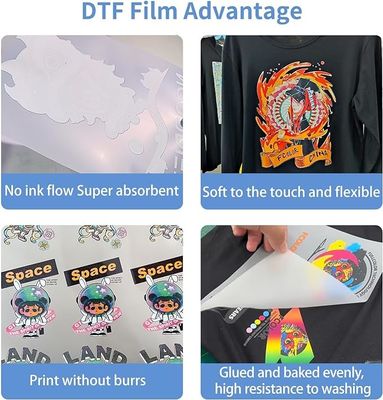 DTF Transfer Film 30CM x 100M 75U Compatibile con CMYK + Inchiostro bianco per la stampa di abbigliamento